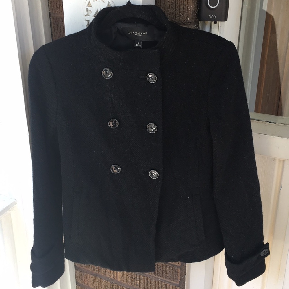 Ann Taylor Black Cropped Wool Coat